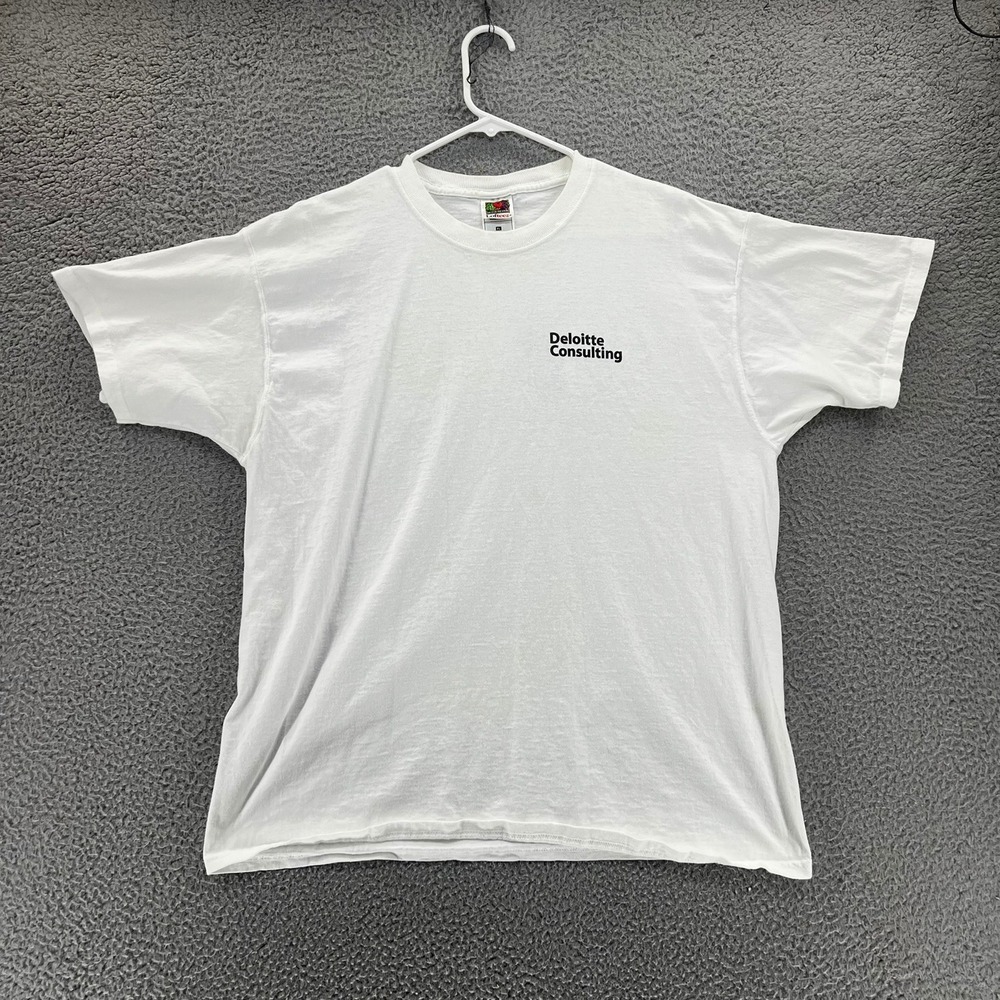 Vintage Y2k ‎ Fruit of the Loom Deloitte Consulting White T-Shirt - Women's XL